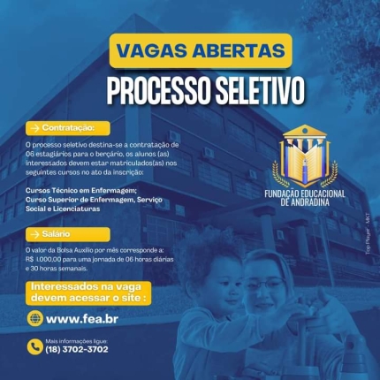 Fundação Educacional de Andradina abre processo seletivo para estagiários