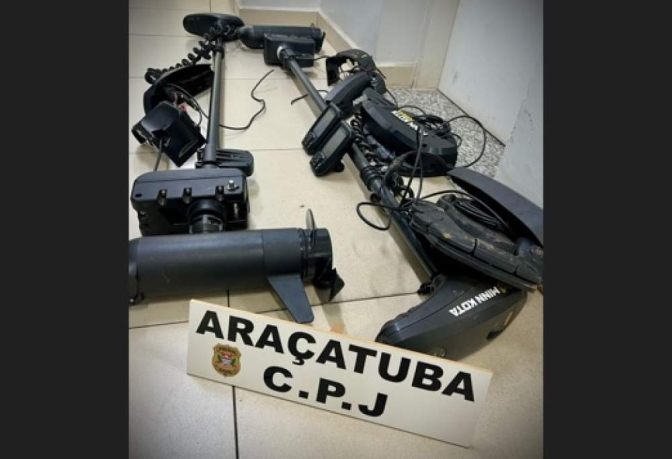 Polícia Civil de Araçatuba recupera motores elétricos para barcos, avaliados em mais de R$ 50 mil