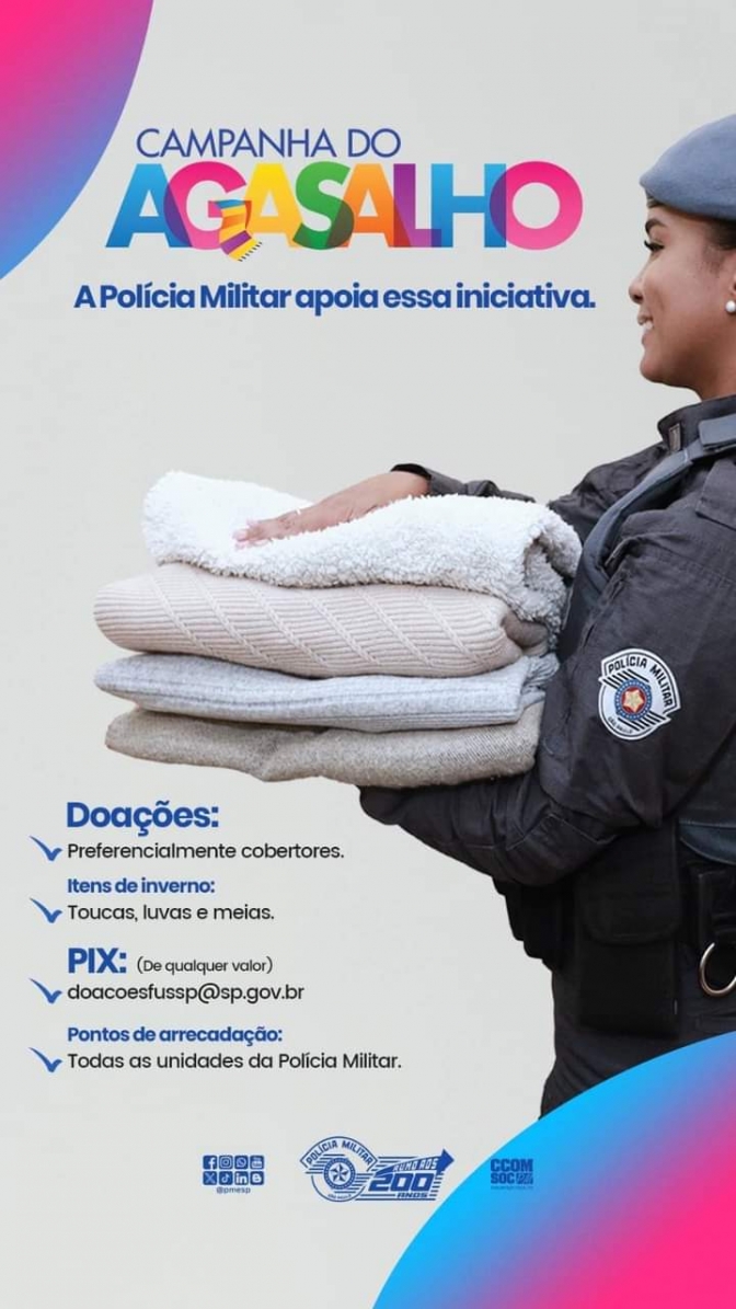 28° BATALHÃO DA POLÍCIA MILITAR DE ANDRADINA PARTICIPA DA CAMPANHA DO AGASALHO 2024