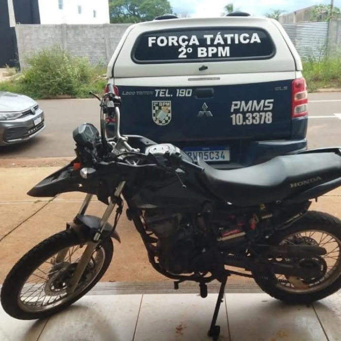 Polícia Militar de Três Lagoas recupera motocicleta furtada