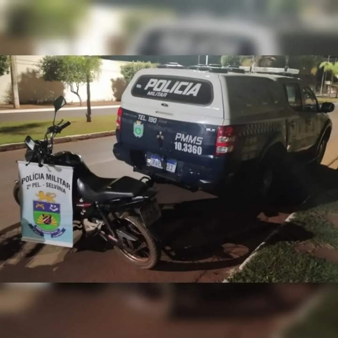 Polícia Militar de Selvíria em patrulhamento recupera moto furtada