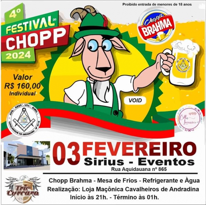 Loja Maçônica Cavalheiros de Andradina realiza 4º Festival do Chopp