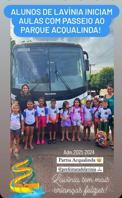 Alunos de Lavínia iniciam aulas com passeio no Parque Acqualinda de Andradina