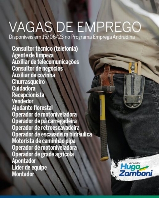 PAT DE ANDRADINA TEM VÁRIAS VAGAS DE EMPREGO