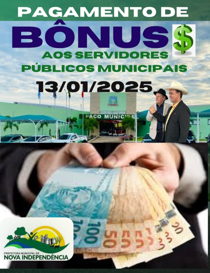 Prefeitura de Nova Independência paga bônus aos servidores municipais