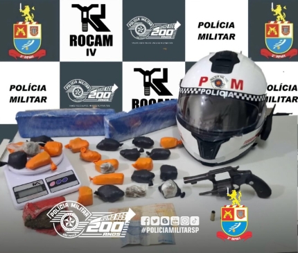 ROCAM de Birigui prende indivíduo no bairro Jardim do Trevo por tráfico de drogas e porte ilegal de arma de fogo