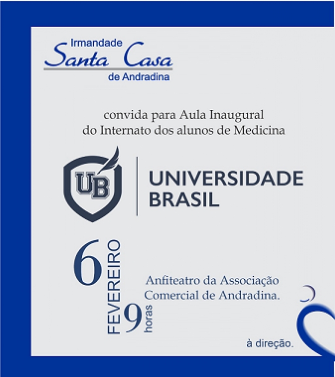 Santa Casa de Andradina e Universidade Brasil farão aula inaugural de internato de medicina em fevereiro