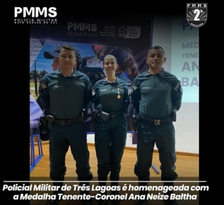 Policial Militar de Três Lagoas é homenageada com a medalha Tenente-Coronel PM Ana Neize Baltha