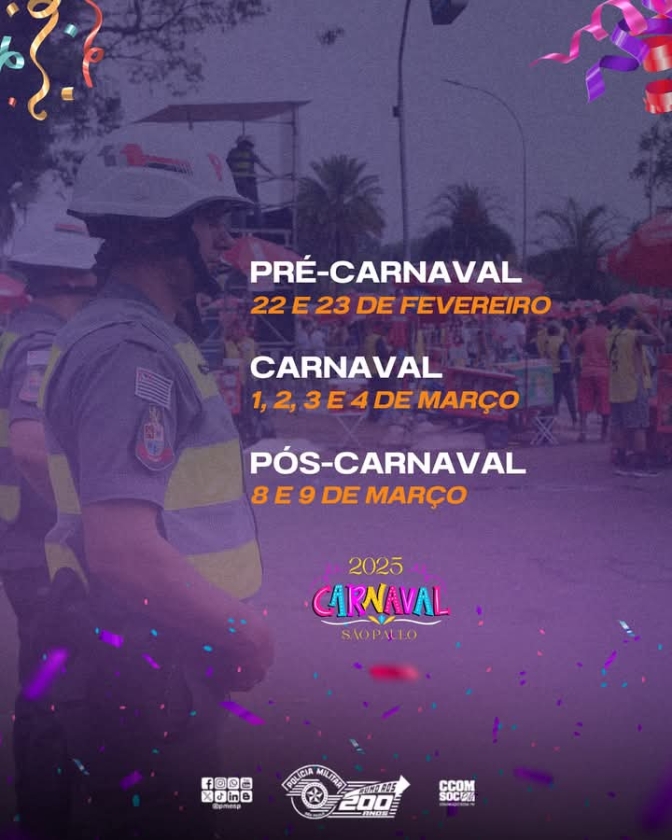 Polícia Militar da Cidade de São Paulo informa: BOLETIM DO CARNAVAL