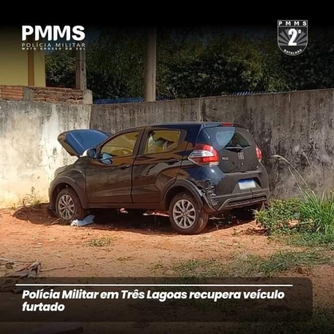 Polícia Militar de Três Lagoas recupera veículo furtado