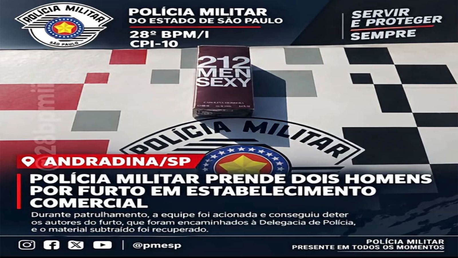 Polícia Militar prende dois homens por furto em estabelecimento comercial em Andradina/SP