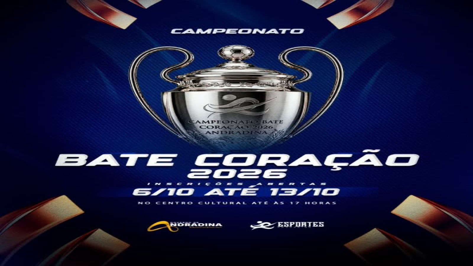 SECRETARIA DE ESPORTES DE ANDRADINA ABRE INSCRIÇÕES PARA O CAMPEONATO BATE CORAÇÃO 2026