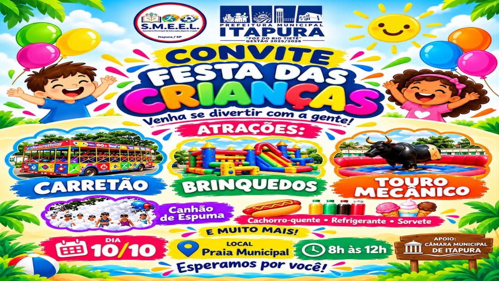 Itapura celebrará o Dia das Crianças neste sábado, com grande festa na Praia