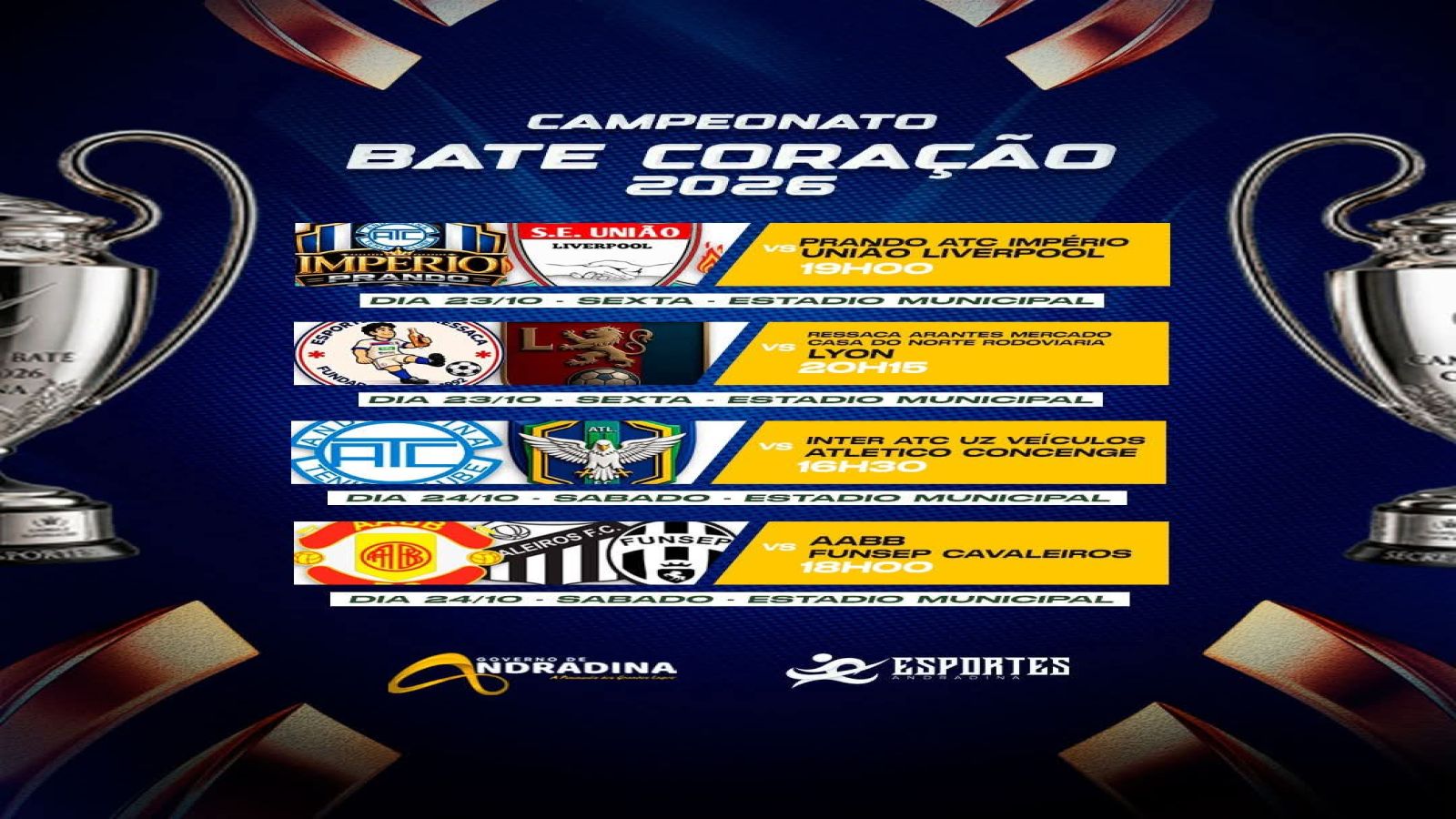 Campeonato Bate Coração 2026 começa nesta sexta-feira em Andradina